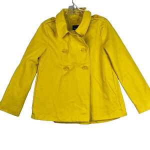 Gap Jacket Kids XXL 14-16 Yellow Double Breasted Collared Lined Cotton